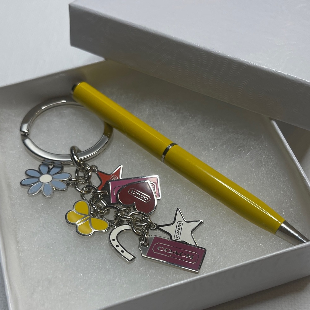 Coach Keychain with Colorful Charms and Yellow Coach Pen - Picture 6 of 6